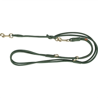 TRIXIE HONDENRIEM PURE VERSTELBAAR ROND GESTIKT LEER SALIEGROEN 200X1 CM