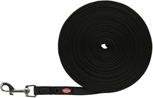 TRIXIE HONDENRIEM SLEEPLIJN MET RUBBER BEKLEED ZWART 10 MTRX1,5 CM