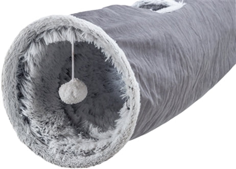 TRIXIE KATTEN SPEELTUNNEL HARVEY VELOURS / PLUCHE GRIJS 116x27 CM