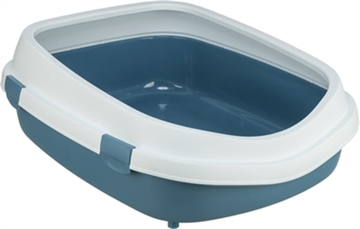 TRIXIE KATTENBAK PRIMO MET RAND BLAUW / WIT XXL 71X56X25 CM