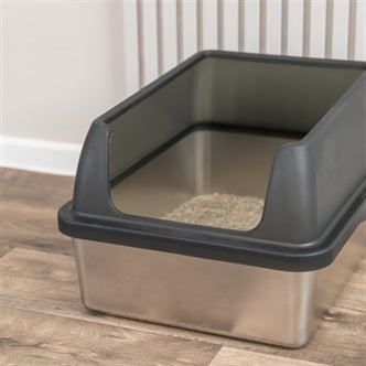 TRIXIE KATTENBAK RVS MET RAND GRIJS 40X52X29 CM