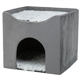 TRIXIE KATTENHUIS HARVEY GRIJS-WIT / ZWART 38X38X38 CM