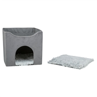 TRIXIE KATTENHUIS HARVEY GRIJS-WIT / ZWART 38X38X38 CM