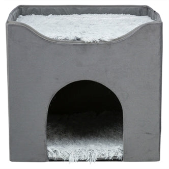 TRIXIE KATTENHUIS HARVEY GRIJS-WIT / ZWART 38X38X38 CM
