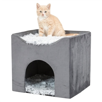 TRIXIE KATTENHUIS HARVEY GRIJS-WIT / ZWART 38X38X38 CM