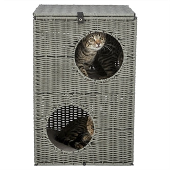 TRIXIE KATTENMAND AMALIA HOEKIG POLYRATTAN GRIJS 37X35X57 CM