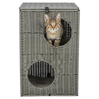 TRIXIE KATTENMAND AMALIA HOEKIG POLYRATTAN GRIJS 37X35X57 CM