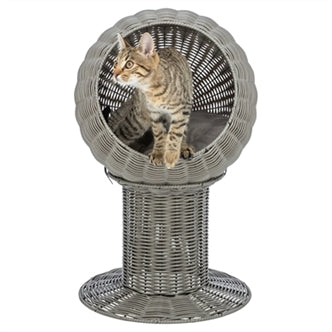 TRIXIE KATTENMAND AMALIA ROND POLYRATTAN GRIJS 42X42X70 CM