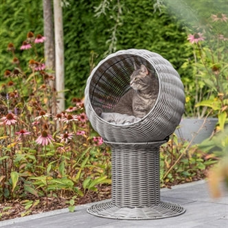TRIXIE KATTENMAND AMALIA ROND POLYRATTAN GRIJS 42X42X70 CM