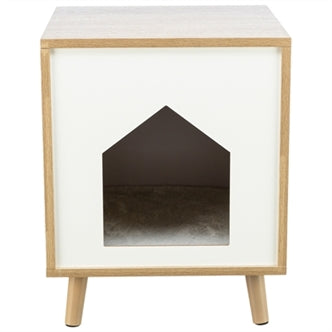 TRIXIE KATTENMAND HUIS ISA HOUTLOOK LICHTBRUIN / WIT 40X40X50 CM
