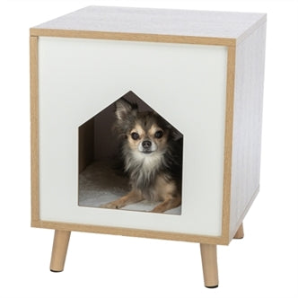 TRIXIE KATTENMAND HUIS ISA HOUTLOOK LICHTBRUIN / WIT 40X40X50 CM