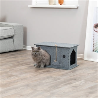 TRIXIE KATTENMAND HUIS LENE VILT GRIJS 54X30X35 CM