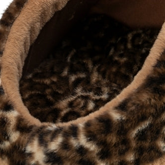 TRIXIE KATTENMAND IGLO LEO SOFT PLUCHE BRUIN / PANTERPRINT 35X41X26 CM