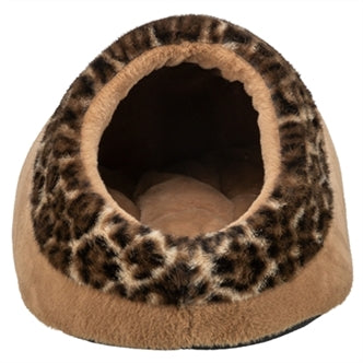TRIXIE KATTENMAND IGLO LEO SOFT PLUCHE BRUIN / PANTERPRINT 35X41X26 CM