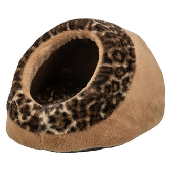 TRIXIE KATTENMAND IGLO LEO SOFT PLUCHE BRUIN / PANTERPRINT 35X41X26 CM