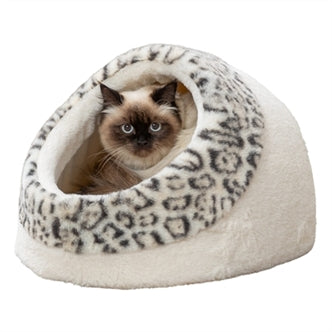 TRIXIE KATTENMAND IGLO LEO SOFT PLUCHE CREME / PANTERPRINT 35X41X26 CM