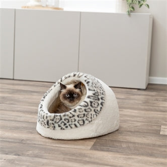 TRIXIE KATTENMAND IGLO LEO SOFT PLUCHE CREME / PANTERPRINT 35X41X26 CM