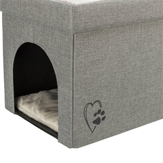 TRIXIE KATTENMAND / KATTENHUIS KIMY SOFT 2 VERDIEPINGEN LICHTGRIJS 76X37X72 CM