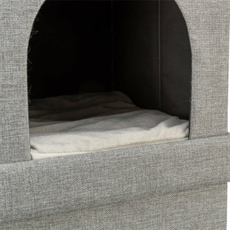 TRIXIE KATTENMAND / KATTENHUIS KIMY SOFT 2 VERDIEPINGEN LICHTGRIJS 76X37X72 CM
