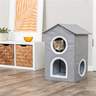 TRIXIE KATTENMAND / KATTENHUIS NORA SOFT 2 VERDRIEPINGEN LICHTGRIJS 47X47X67 CM