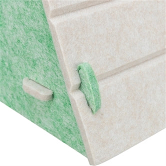 TRIXIE KATTENMAND SPEELBOX LUCY DRIEHOEKIG VILT ZAND / GROEN 46X38X50 CM