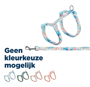 TRIXIE KATTENTUIGJE MET RIEM FLOWER POWER MOTIEF ASSORTI 35-59X1,3 CM