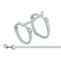 TRIXIE KATTENTUIGJE MET RIEM RETRO MOTIEF GRIJS / BLAUW 28-45X1 CM