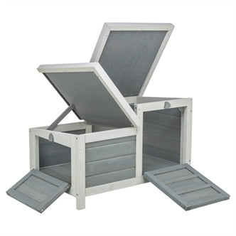 TRIXIE KNAAGDIERHUIS MET 2 INGANGEN GRIJS / WIT 70X45X43 CM