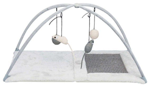 TRIXIE KRABMAT MET SPEELTJES AAN KOORD GRIJS 60X33X42 CM