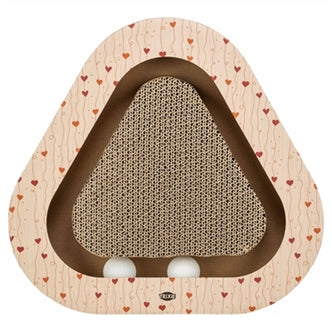 TRIXIE KRABPLANK HARTJES MET BALLEN DRIEHOEKIG KARTON ABRIKOOS 36X36X5 CM
