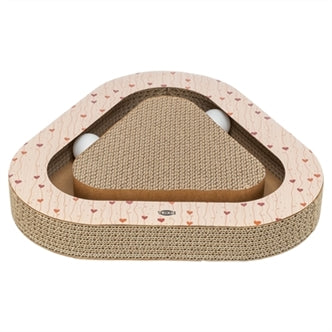 TRIXIE KRABPLANK HARTJES MET BALLEN DRIEHOEKIG KARTON ABRIKOOS 36X36X5 CM