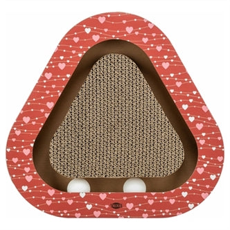 TRIXIE KRABPLANK HARTJES MET BALLEN DRIEHOEKIG KARTON ROOD 36X36X5 CM