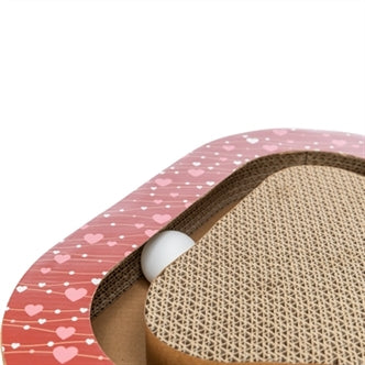 TRIXIE KRABPLANK HARTJES MET BALLEN DRIEHOEKIG KARTON ROOD 36X36X5 CM
