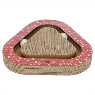 TRIXIE KRABPLANK HARTJES MET BALLEN DRIEHOEKIG KARTON ROOD 36X36X5 CM