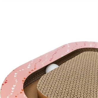 TRIXIE KRABPLANK HARTJES MET BALLEN DRIEHOEKIG KARTON ZALM 36X36X5 CM