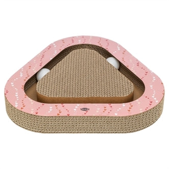 TRIXIE KRABPLANK HARTJES MET BALLEN DRIEHOEKIG KARTON ZALM 36X36X5 CM