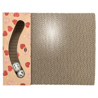 TRIXIE KRABPLANK HARTJES MET BALLEN RECHTHOEKIG KARTON ABRIKOOS 38X30X5 CM