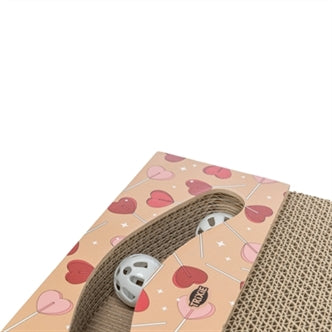 TRIXIE KRABPLANK HARTJES MET BALLEN RECHTHOEKIG KARTON ABRIKOOS 38X30X5 CM