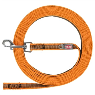 TRIXIE SLEEPLIJN MET RUBBER BEKLEED ZONDER HANDLUS ORANJE 10 MTRX1,5 CM