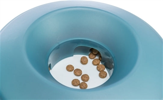 TRIXIE SLOWFEEDING ROCKING BOWL KUNSTSTOF / TPR GRIJS / BLAUW 23X23 CM 500 ML