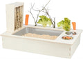 TRIXIE VOEDERSTATION MET VOERBAK / WATERBAK / HOOIRUIF HOUT NATUREL 70X47X41 CM