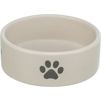 TRIXIE VOERBAK / DRINKBAK HOND POOTMOTIEF KERAMIEK LICHTGRIJS / GRIJS 800 ML 16 CM