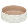 TRIXIE VOERBAK / DRINKBAK PATROON KERAMIEK WIT / BEIGE 14X14X4,5 CM