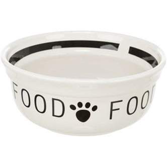 TRIXIE VOERBAK HOND FOOD KERAMIEK WIT / ZWART 2,6 LTR 25 CM
