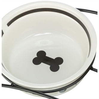 TRIXIE VOERBAK HOND FOOD KERAMIEK WIT / ZWART 2,6 LTR 25 CM