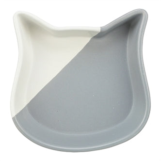 TRIXIE VOERBAK KAT KATTENKOP KERAMIEK GRIJS / WIT 13 CM 200 ML