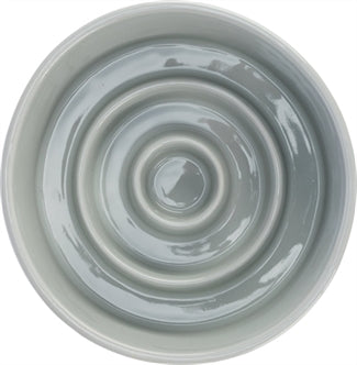 TRIXIE VOERBAK SLOWFEEDING KERAMIEK GRIJS / BLAUW 17X17 CM 900 ML