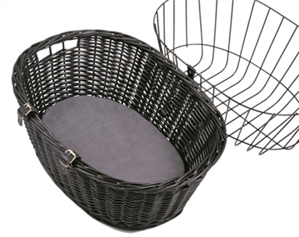TRIXIE WILGEN FIETSMAND VOOROP ZWART MET KUSSEN EN KAP 50X35X41 CM